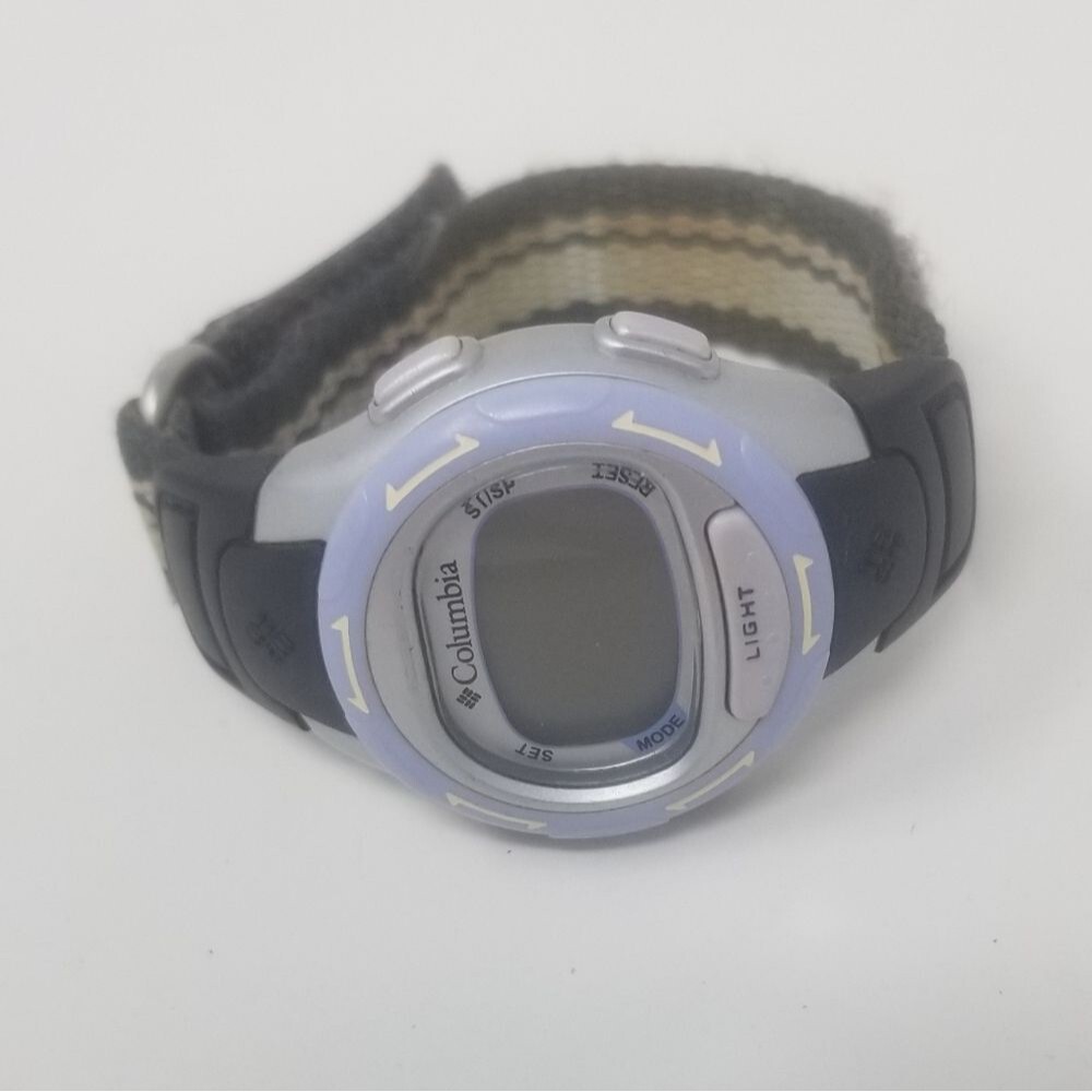 Columbia CL-5017 Adjustable Hook & Loop Fabric Band Digital Sports 10 Lap Watch